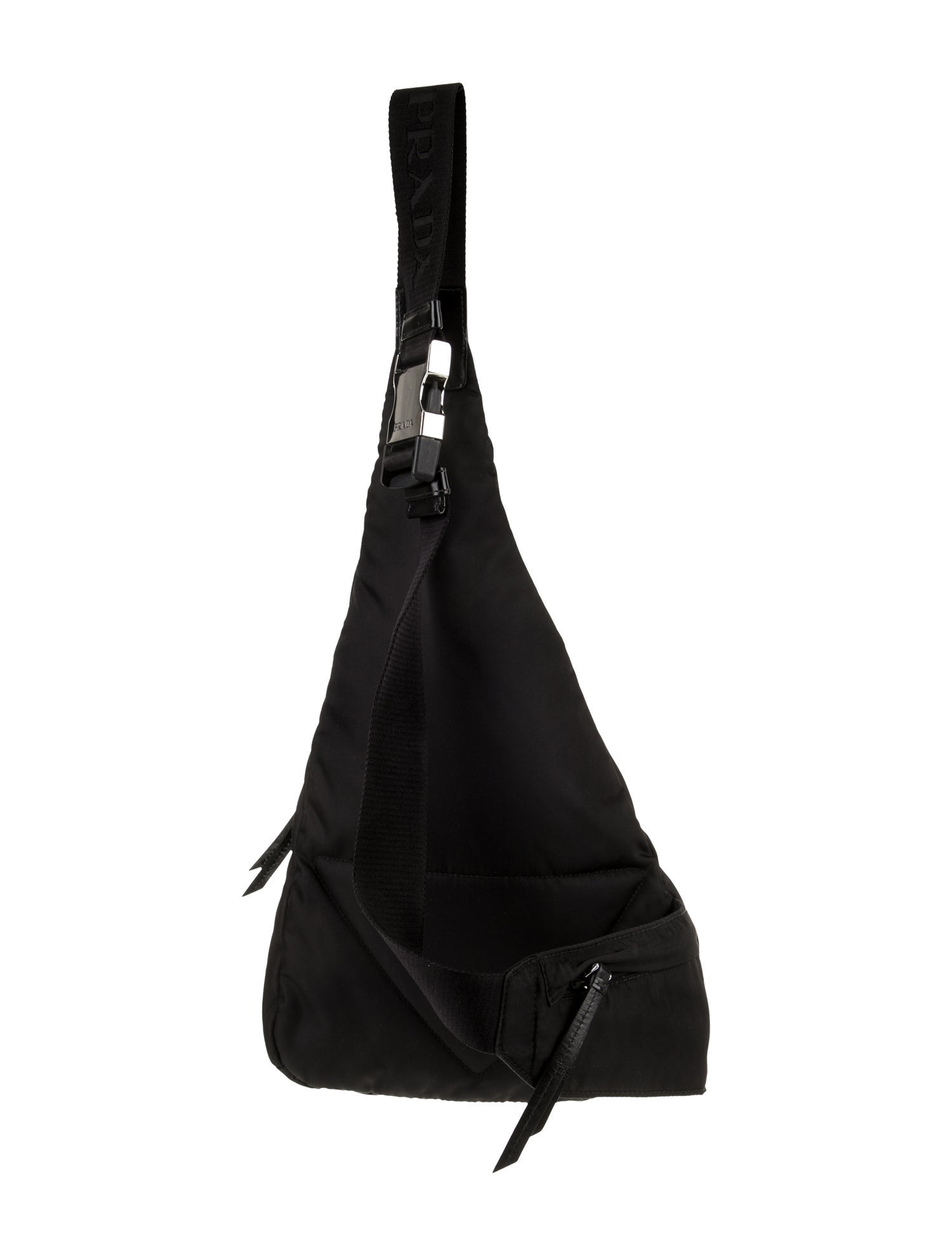 Prada Enameled Metal Triangle Messenger Bag